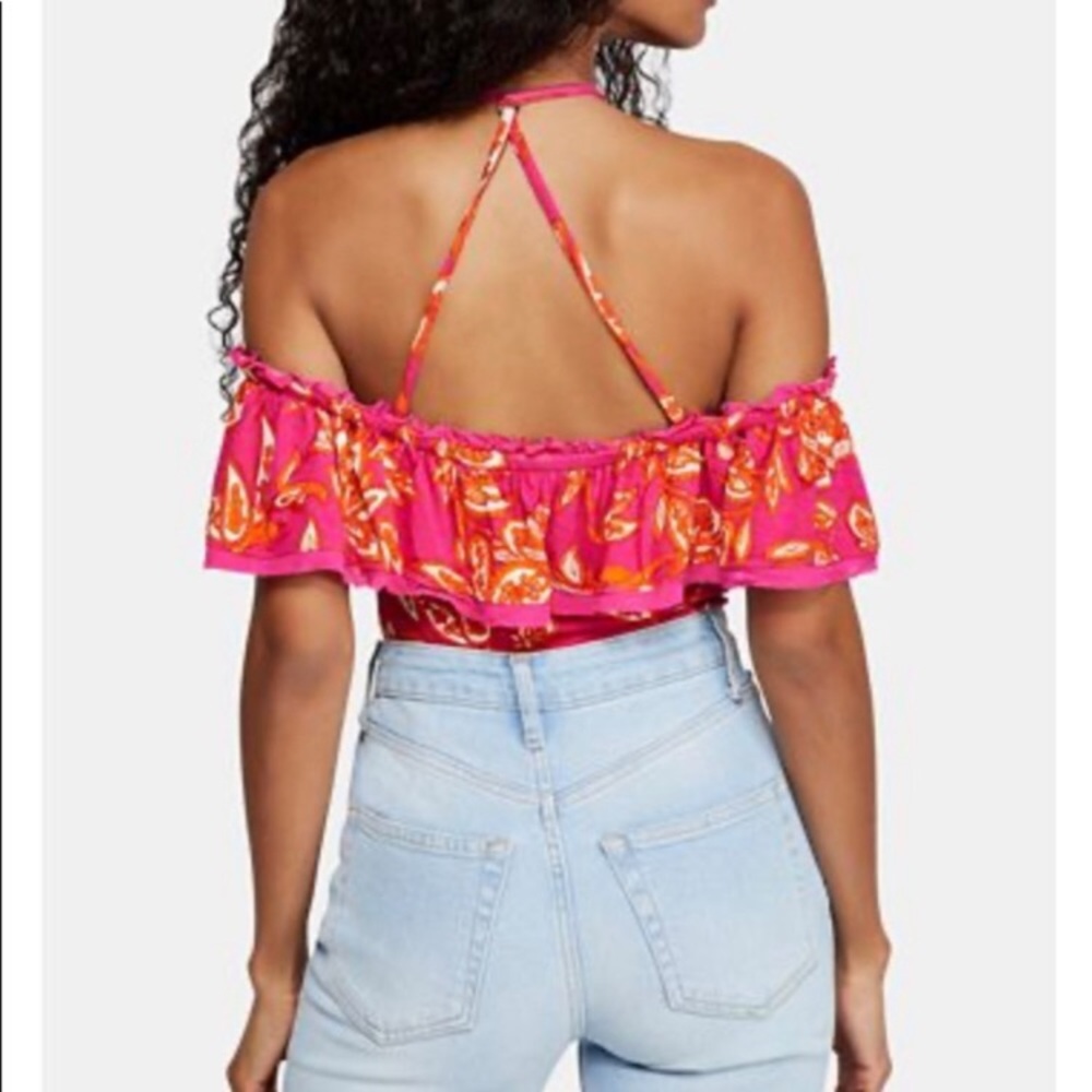 Free People Cha Cha Cold Shoulder Top Pink - Picture 3 of 5